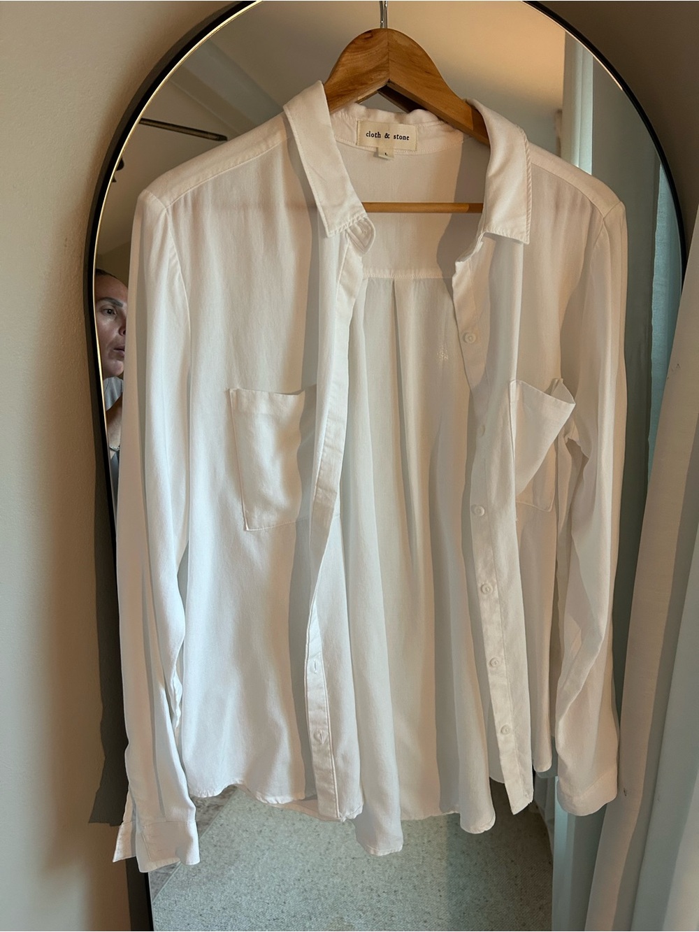 cloth & stone White Casual Button-Down Shirt with Front Pockets